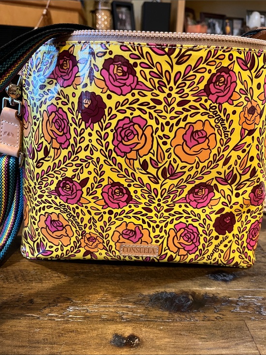 Consuela Handbags - Consuela Yellow Floral Crossbody with Pink & Orange Roses